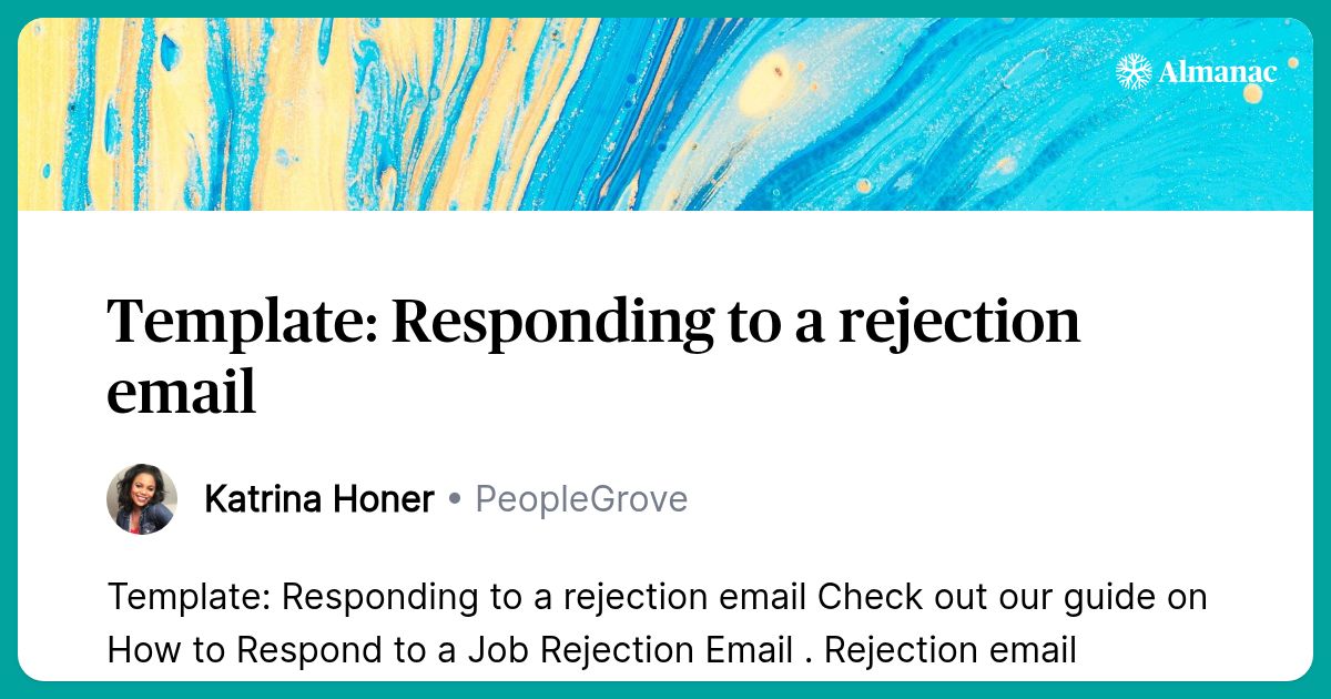 Template Responding to a rejection email