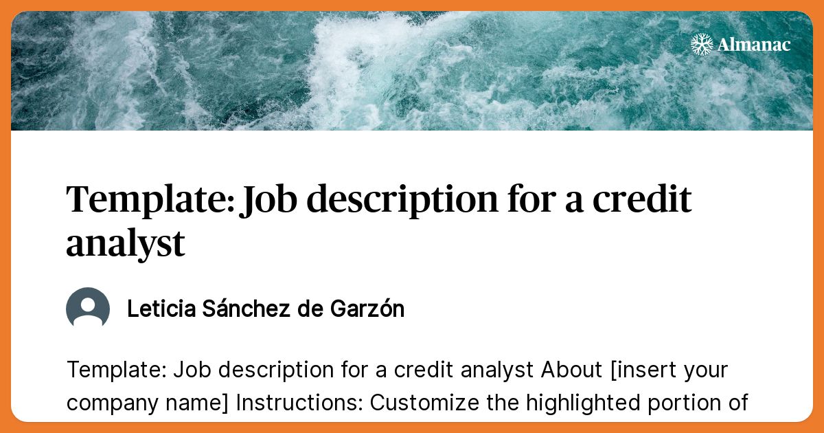 Template: Job description for a credit analyst