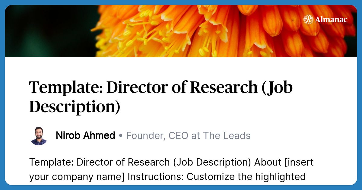 director of research job description