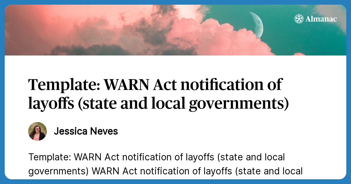 Template WARN Act notification of layoffs (state and local governments)