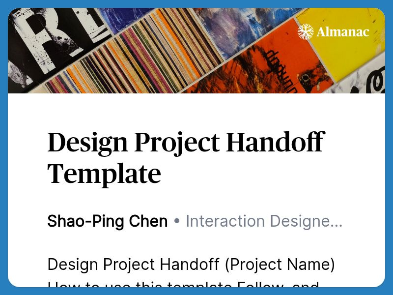 Design Project Handoff Template