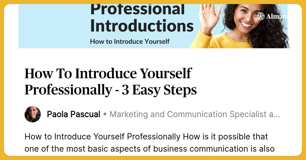 How To Introduce Yourself Professionally 3 Easy Steps 4928