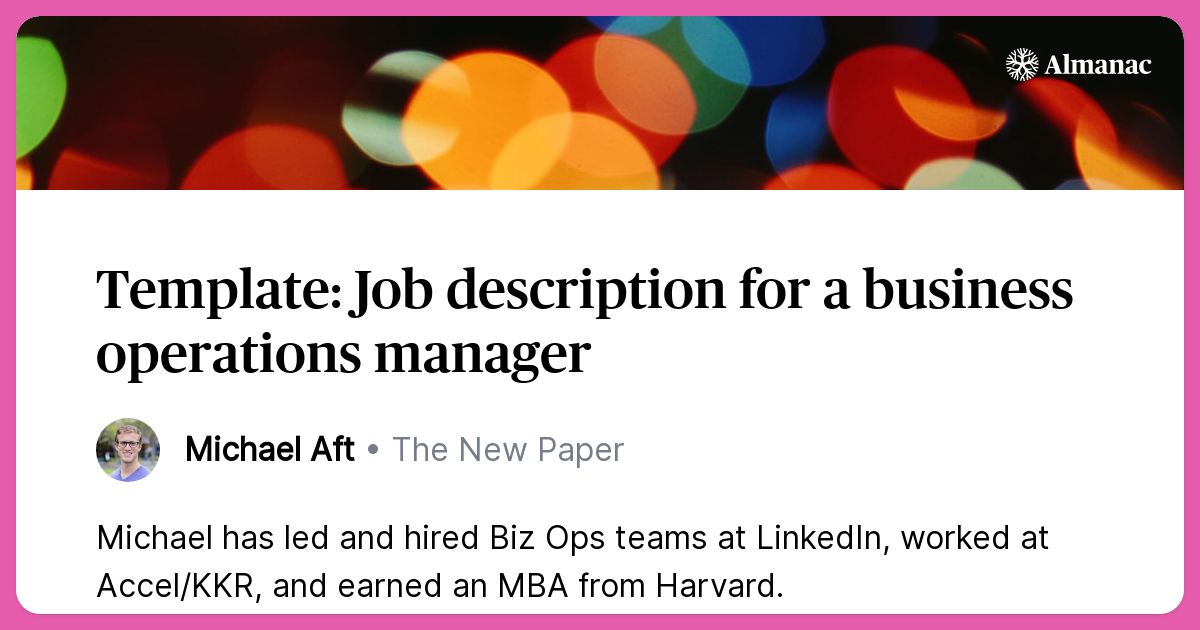 Template: Job description for a business operations manager