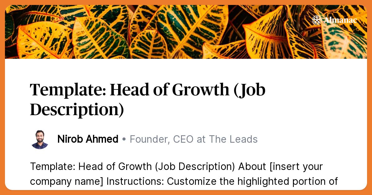 Growth Job Description