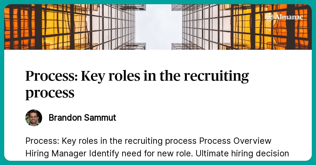 Process: Key Roles In The Recruiting Process